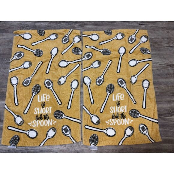 Kitchen Towels Set 3 Life Is Short Lick the Spoon Bon Appetit Mudpie Farmhouse - Picture 8 of 8